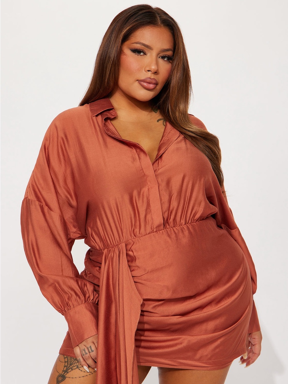 Jamie Button Down Mini Dress - Rust - Picture 5 of 6